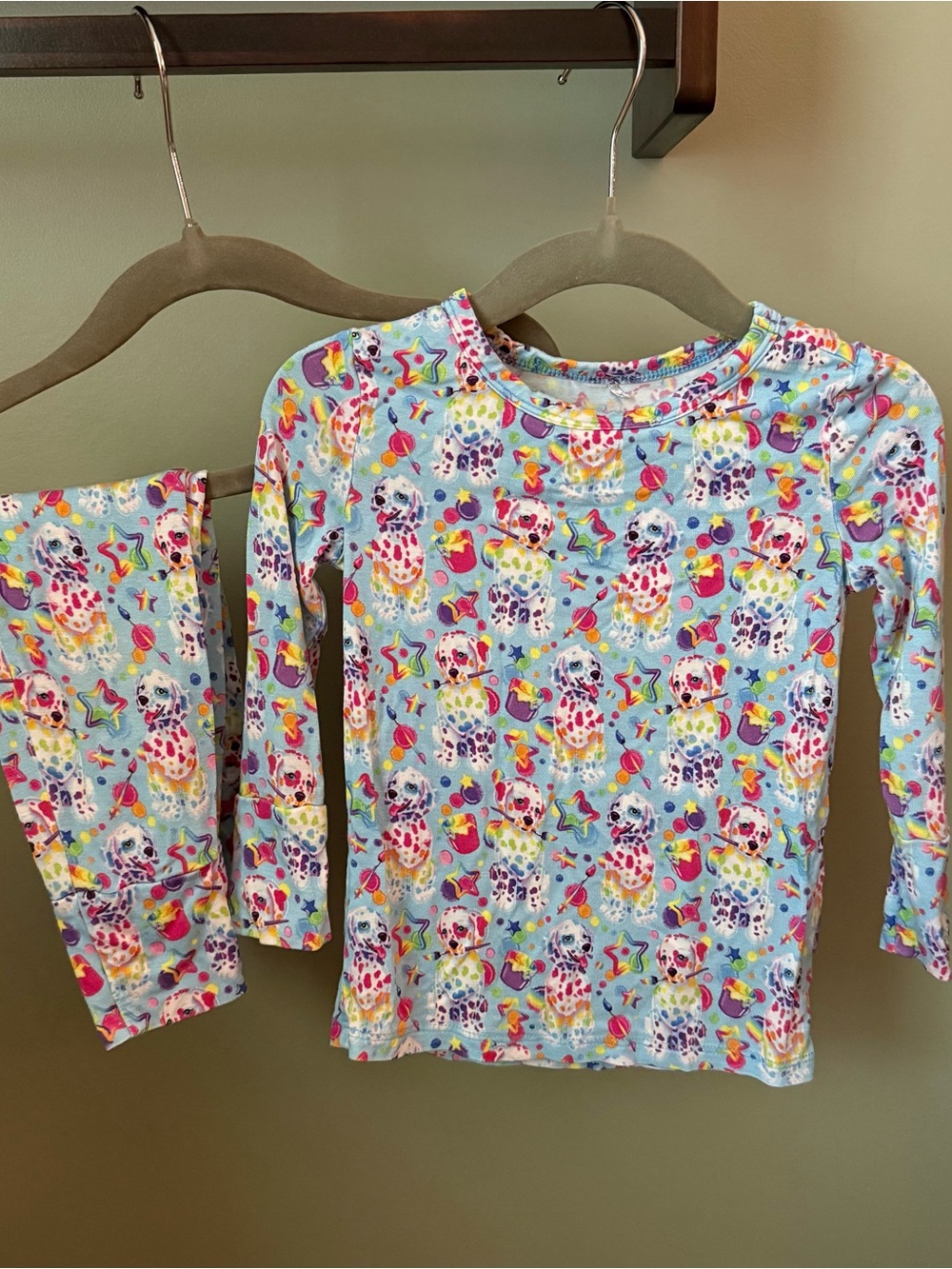 Lisa Frank Children’s Kids Long Sleeve Pajama Set Rainbow Dog Print